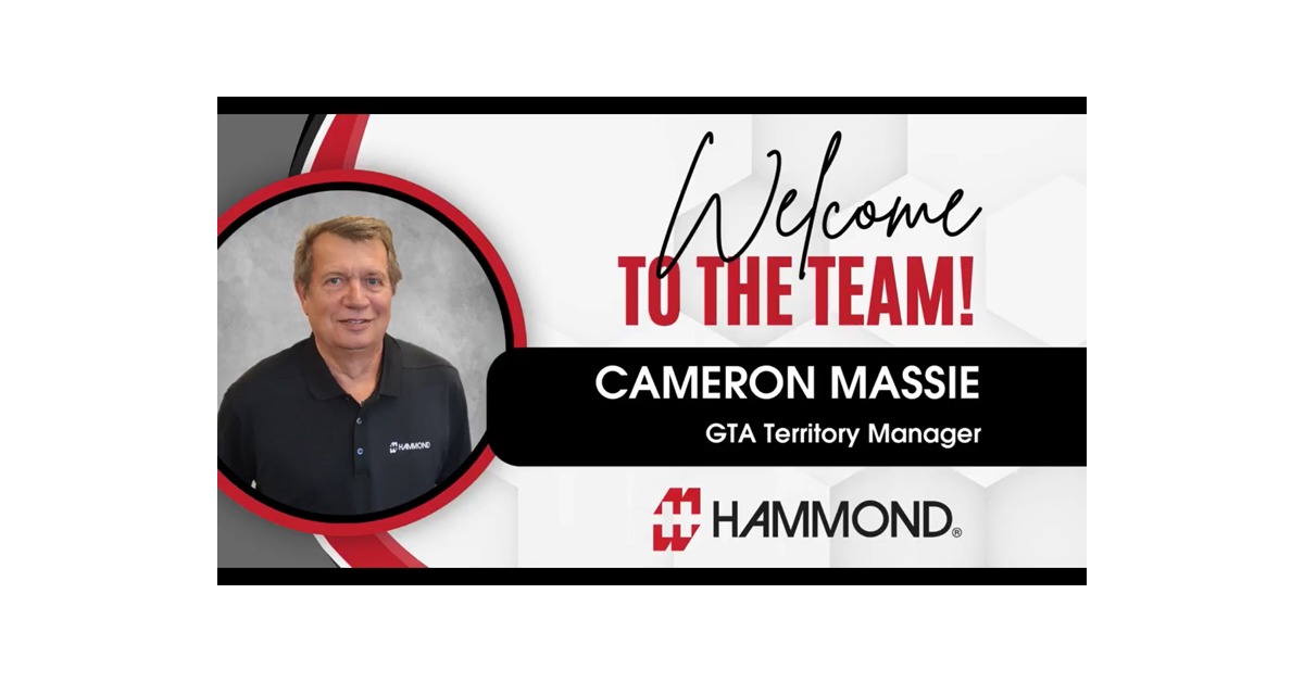 Hammond Manufacturing Welcomes Cameron Massie as Territory Manager